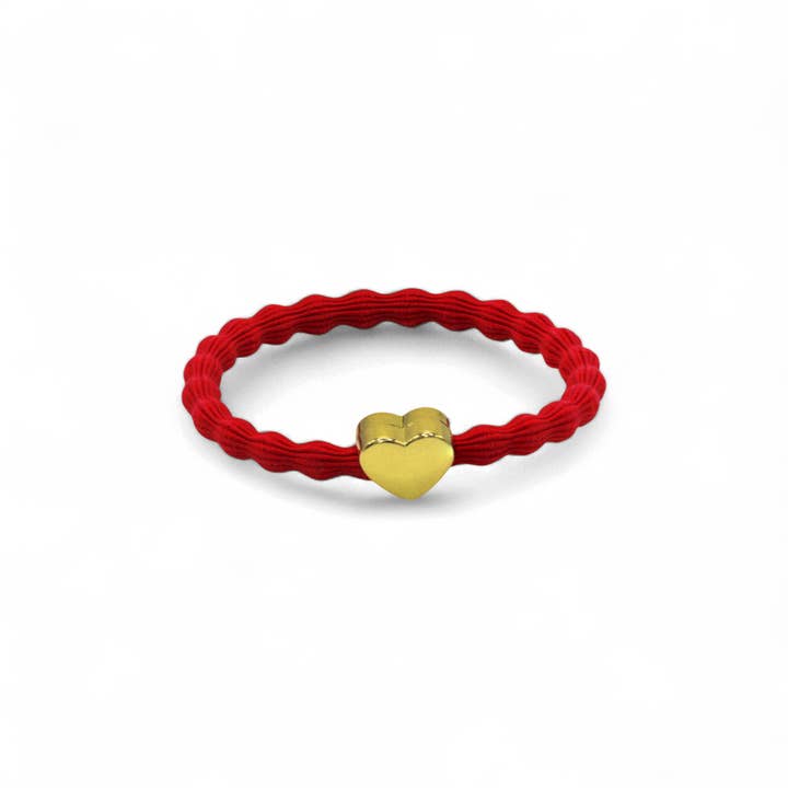 Last True Angel - Wholesale Hair Tie - Wave Hair Tie with Gold Heart Charm (Various Colours)6