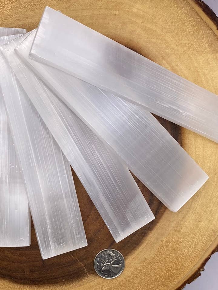 Régua Satin Spar (Selenite) 5" -6" por atacado de Moonbeam Healing