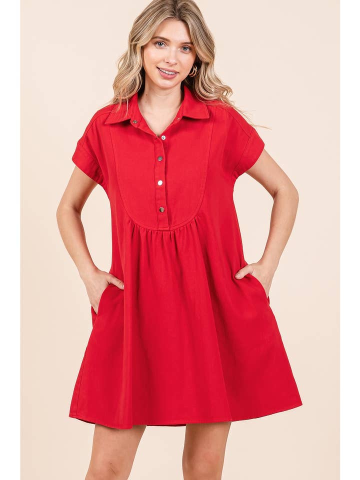 mittoshop – Engroshandel Kjole - Dame – TWILL KORTÆRMET MINIKJOLE MED KRAVE7