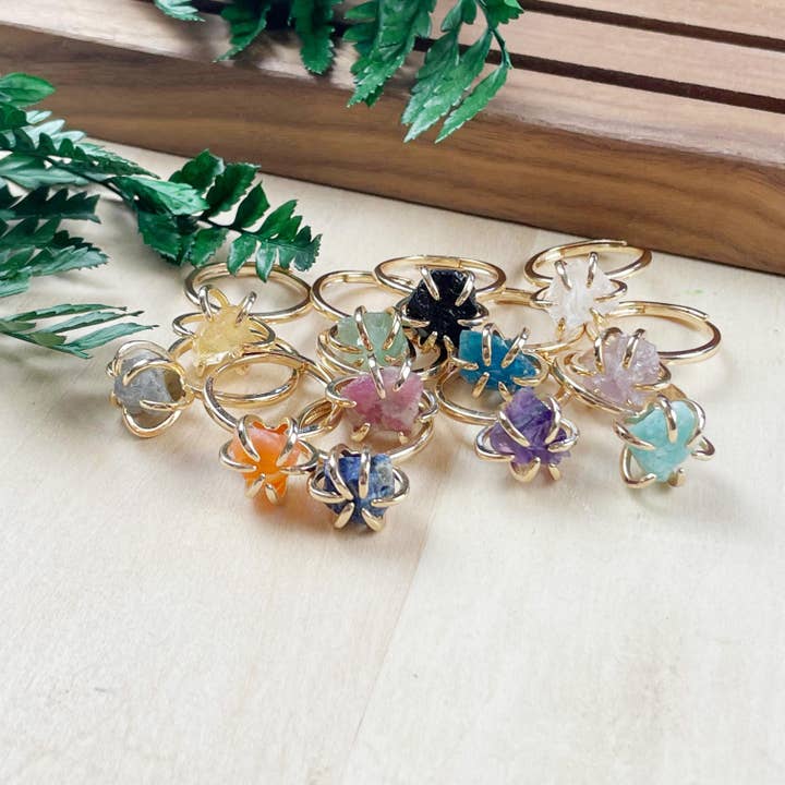 Ewelina Pas Jewelry - Wholesale Single Stone/Solitaire Ring - Gold Rough Nugget Prong Ring1