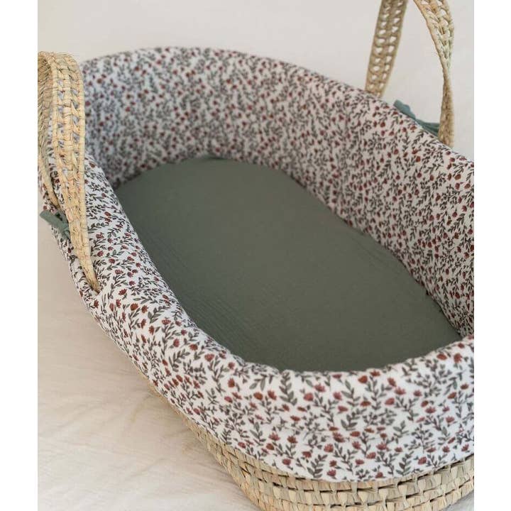 Manufacture des bébés français - Wholesale Bassinet - Baby - Madeleine floral green bassinet4