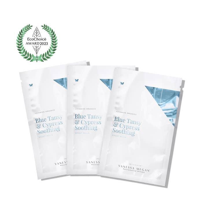 Blue Tansy & Cypress | Lugnande lakmask | 3-pack för wholesale av Vanessa Megan