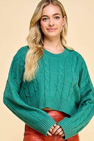 AIBLEE - Wholesale Knit Sweater - Women's - Cable Cropped Sweater - Retro/Vintage Design21