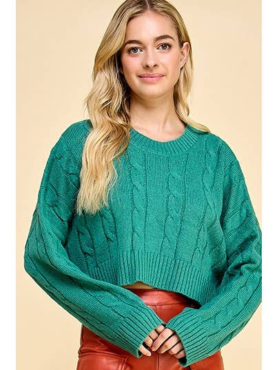 AIBLEE - Wholesale Knit Sweater - Women's - Cable Cropped Sweater - Retro/Vintage Design21