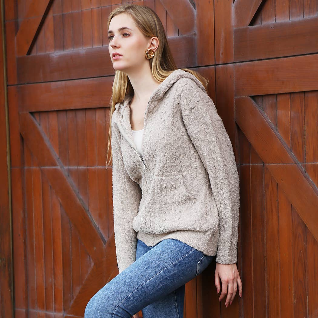 Fashion City - Vendita all'ingrosso Felpa con cappuccio - Donna - Felpa calda con cerniera monocolore tinta unita6