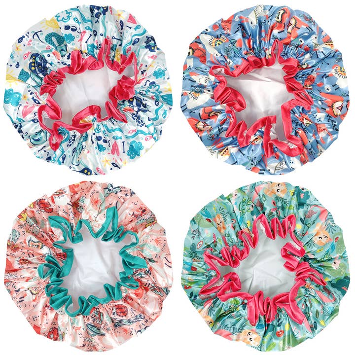 Wrapables.com - Wholesale Showercap - Wrapables Double Layer Waterproof Shower Caps (Set of 4)29