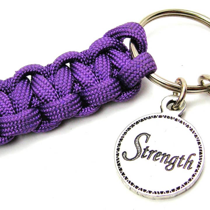 Chubby Chico Charms - Wholesale Keychain - Unisex - Strength Circle With Awareness Ribbon Paracord Key Chain