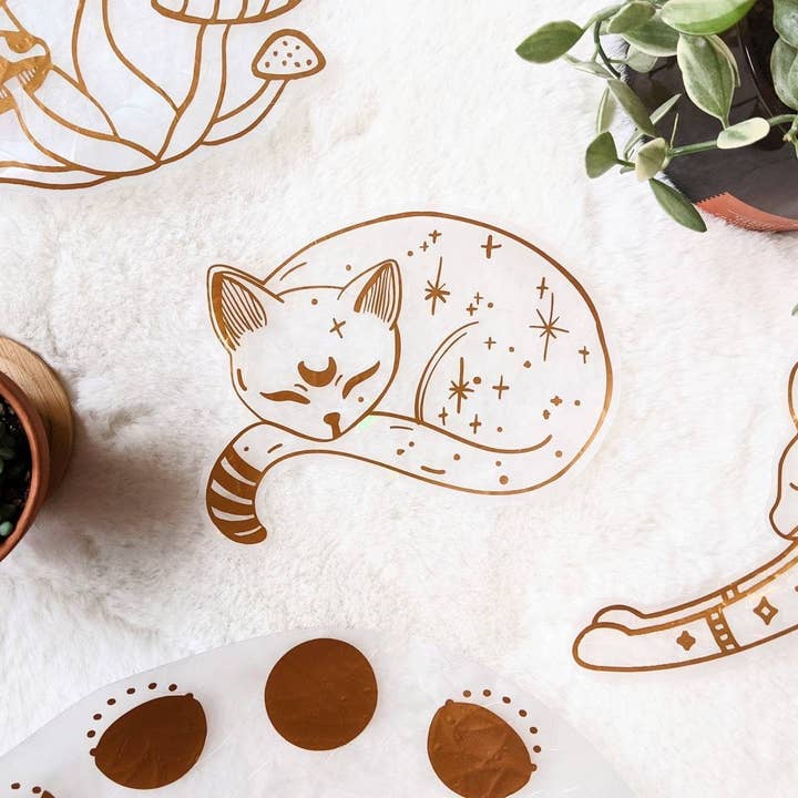 Prismatic Kitty - Wholesale Suncatcher - Cat Suncatcher | Prismatic Kitty Window Cling | Copper | Reusable and Moveable | No adhesive