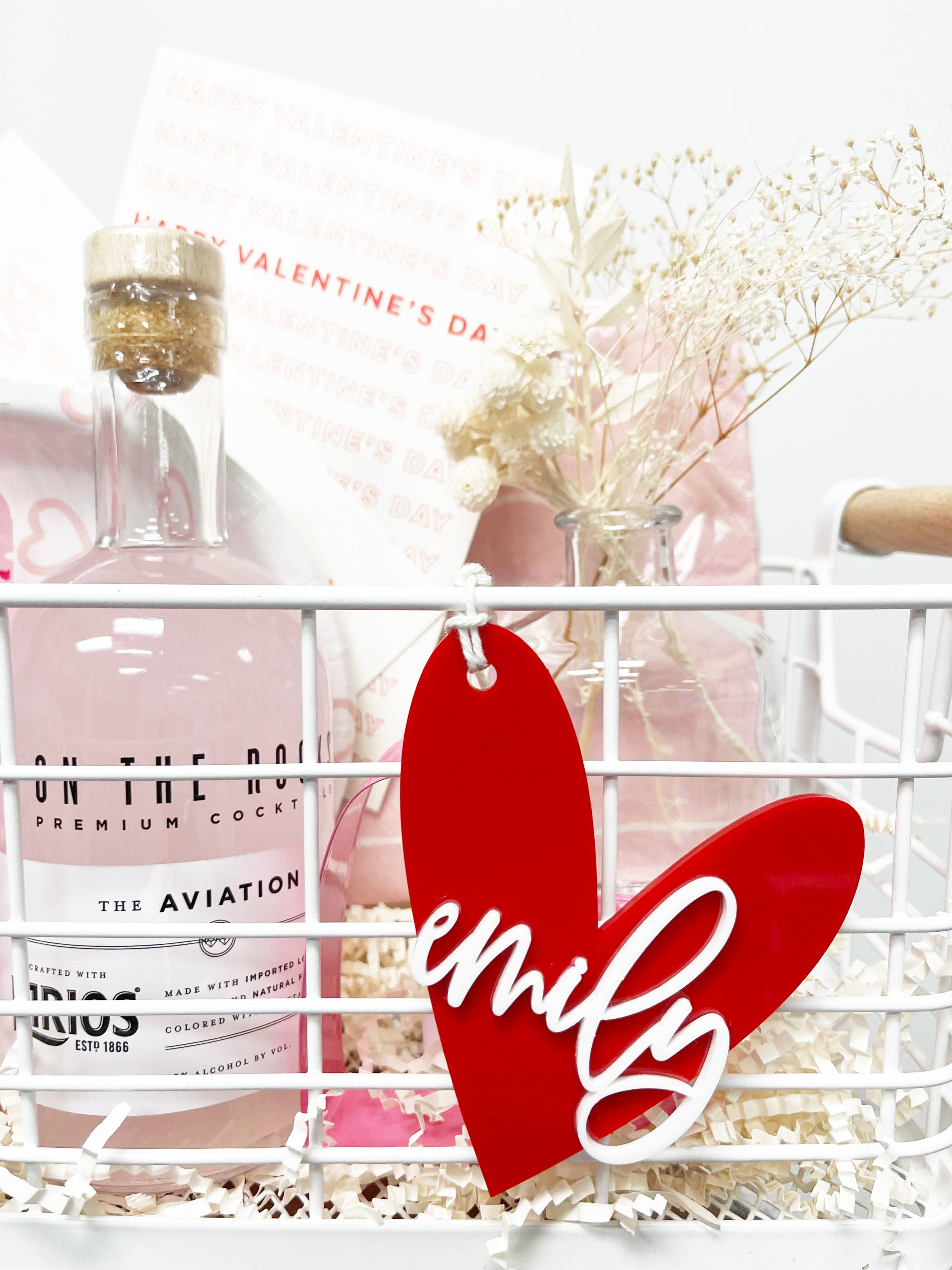 The Cotton & Canvas Co. - Wholesale Gift Tag - Personalized Name Valentine's Day Acrylic Gift Basket0