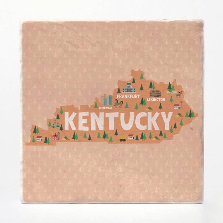 Kentucky State Illustration Coasters for wholesale by Versatile Coasters