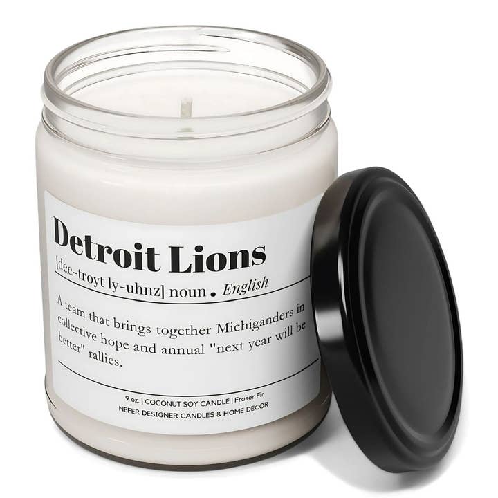 Nefer Designer Candles & Home Decor - Wholesale Jar/Filled Candle - Detroit Lions | Dictionary Definition Candle