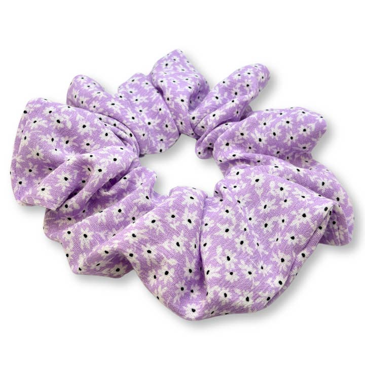 Purple Flower Summer Scrunchie for wholesale by Enchanted Scrunch