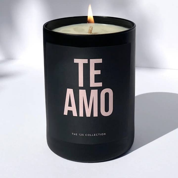 The 125 Collection - Wholesale Jar/Filled Candle - Te Amo Candle: 12 oz Matte Black Glass Soy Candle