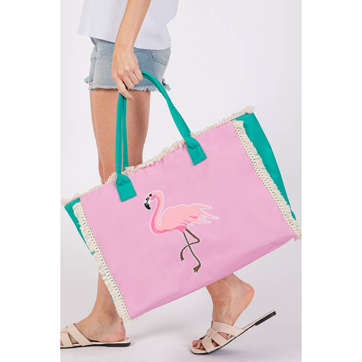 Hana - Wholesale Tote Bag - Women's - Embroidered Design Patch Fringe Summer Tote Bag13