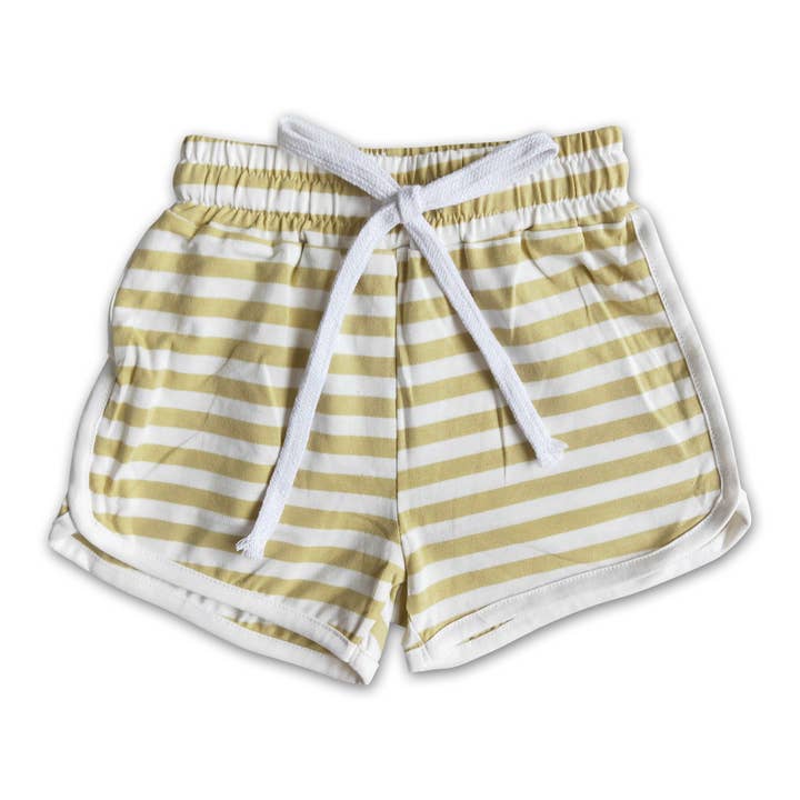 High quanlity cotton stripe drawstring baby girls summer shorts for wholesale by Yawoo Garments
