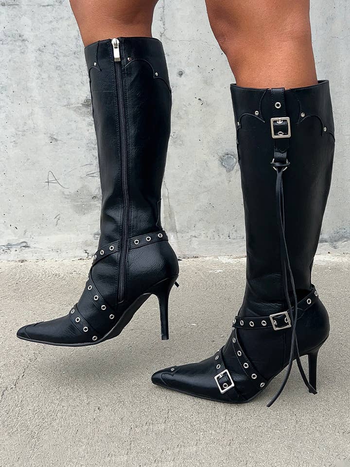 Lemonade Shoes - Wholesale Boots – Women’s - GUNNER - Western Stiletto Boots w/ Studs12