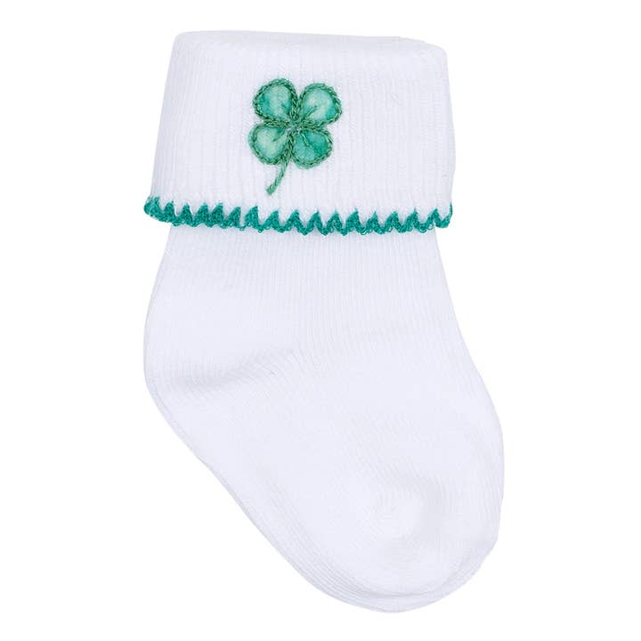 Lucky Little Ones Embroidered Socks - Green for wholesale by Magnolia Baby