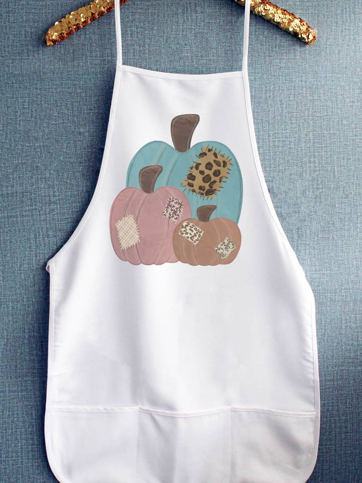 3 Leopard Patch Pumpkins Fall Kitchen Graphic Apron for wholesale by Cali Boutique Wholesale