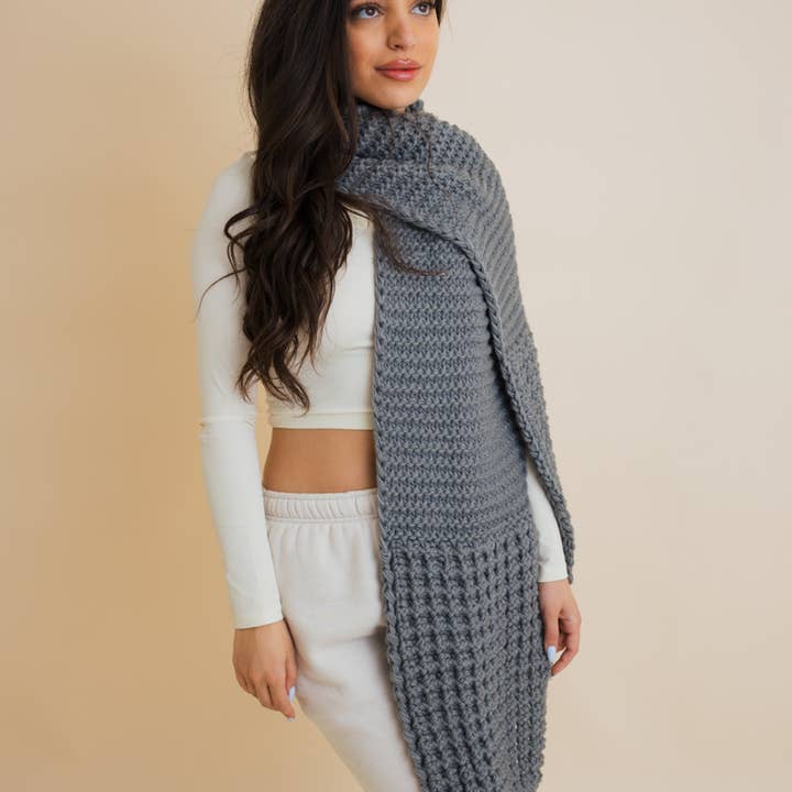 Leto Accessories - Wholesale Scarf - Unisex - Cozy Waffle Knit Edge Scarf - Winter Essential14