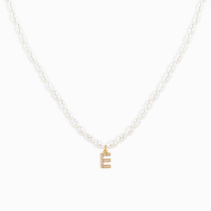 Sessori - Wholesale Pendant/Charm Necklace - CZ Pave Letter Pendant Acrylic Pearl Necklace5