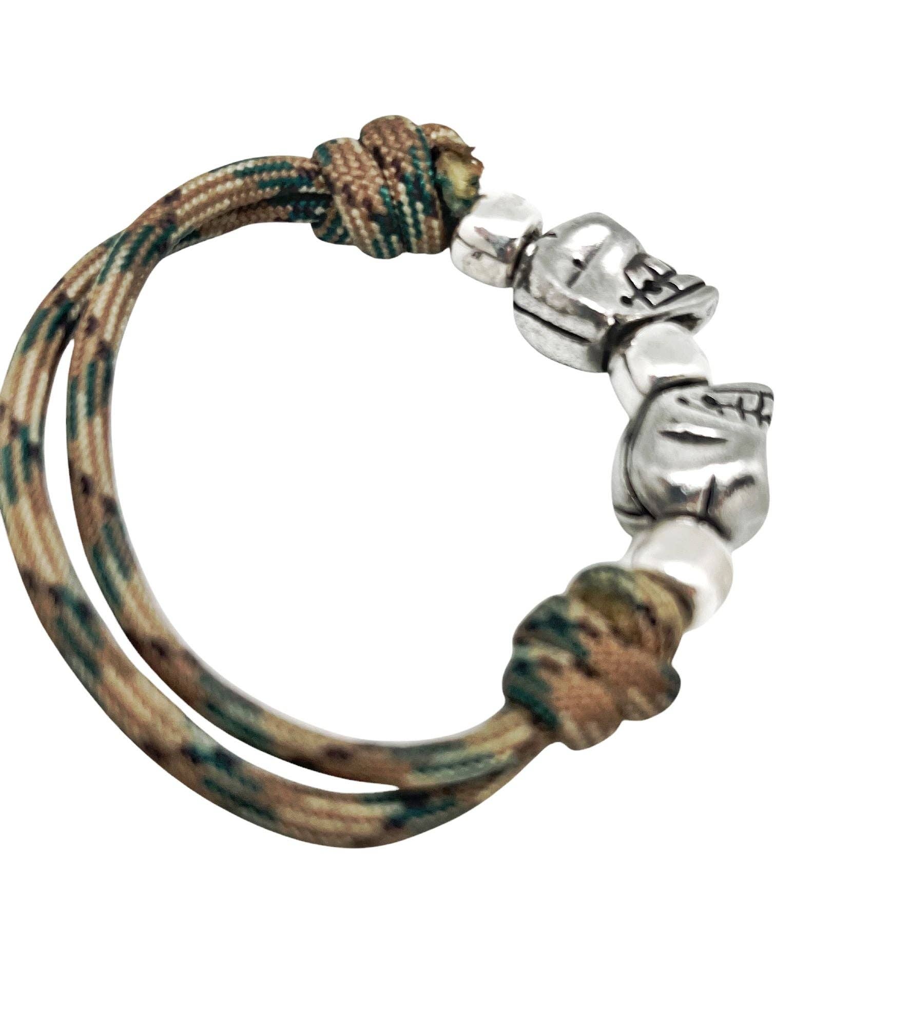 Gloria Mago - Venta al por mayor Pulseras tejidas/trenzadas - Pulsera paracord doble Skull kaki3