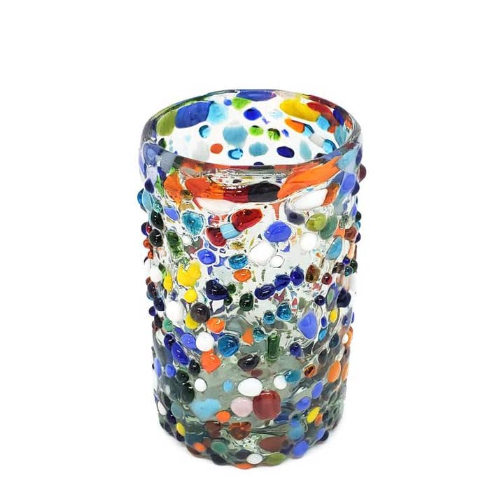 Mexican Recycled Confetti Rocks 9 oz Juice Glasses for wholesale by MexHandcraft
