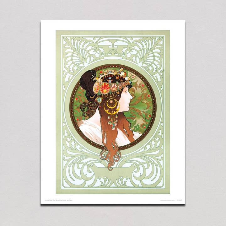 Byzantine Brunette - Alphonse Mucha Art Print for wholesale by Laughing Elephant