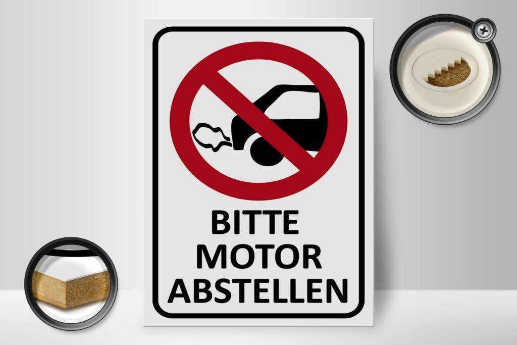 Femer - Wholesale Sign - Wooden sign note 30x40 cm Please turn off the engine wooden decorative sign1