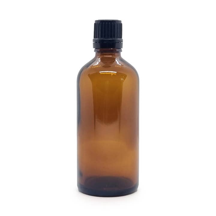100ml Empty Amber Glass Bottle With Black Cap for wholesale by Buckley & Phillips Aromatics