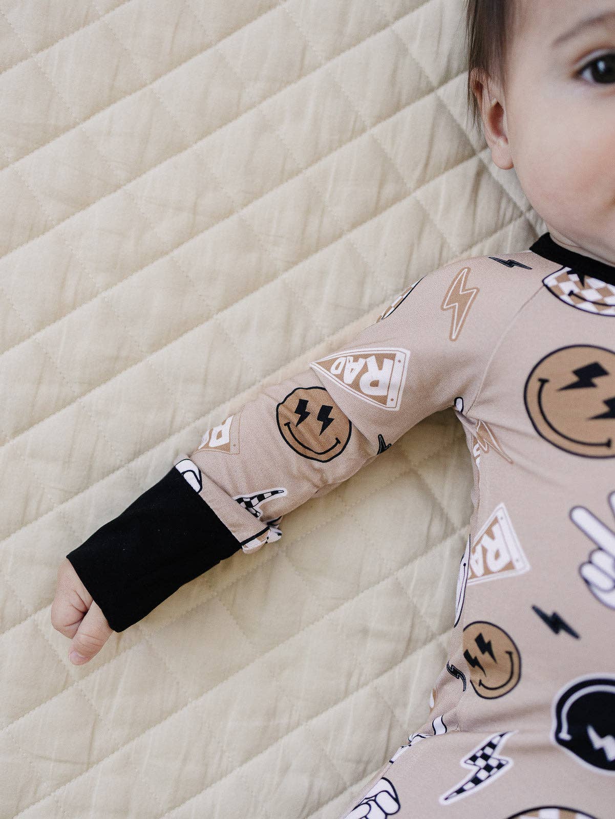 Lucky Panda Kids - Wholesale Jumpsuit - Baby - Bamboo Zip Romper | Latte Rad Vibes4
