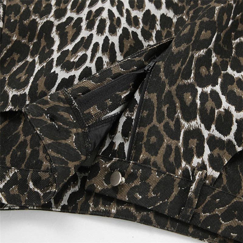 LEOPARD Midi-kjol med leopardmönster, smal passform och hög slits för wholesale på Faire10