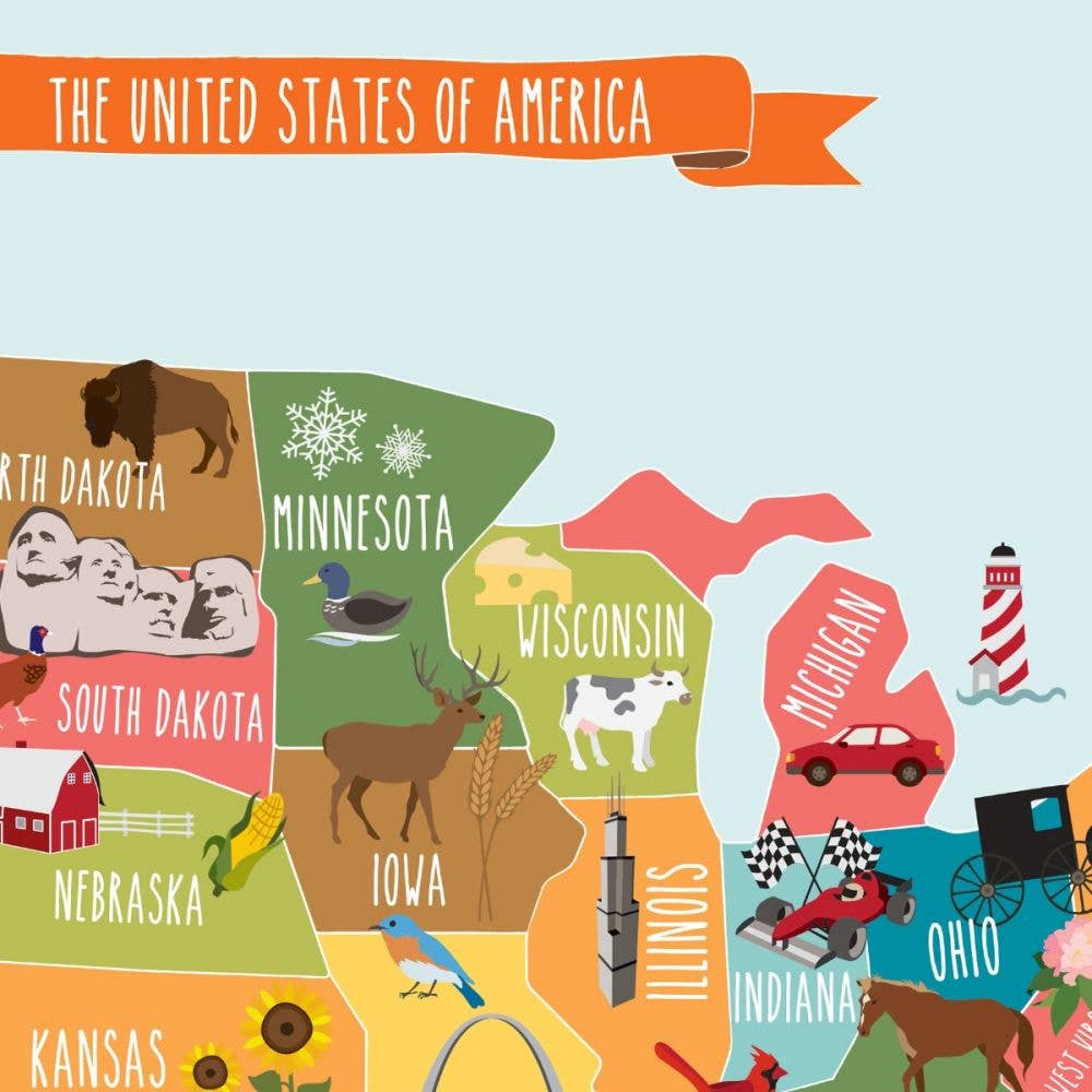 Simple Shapes - Wholesale Wall Decor - Kids & Baby - USA Map Wall Sticker1