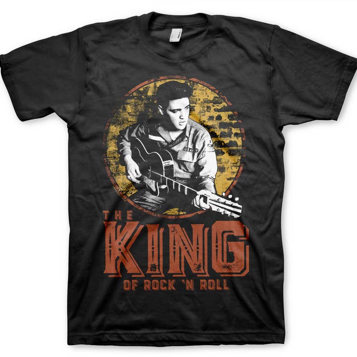 Black Elvis Presley - The King Of Rock 'n Roll T-Shirt for wholesale on Faire0