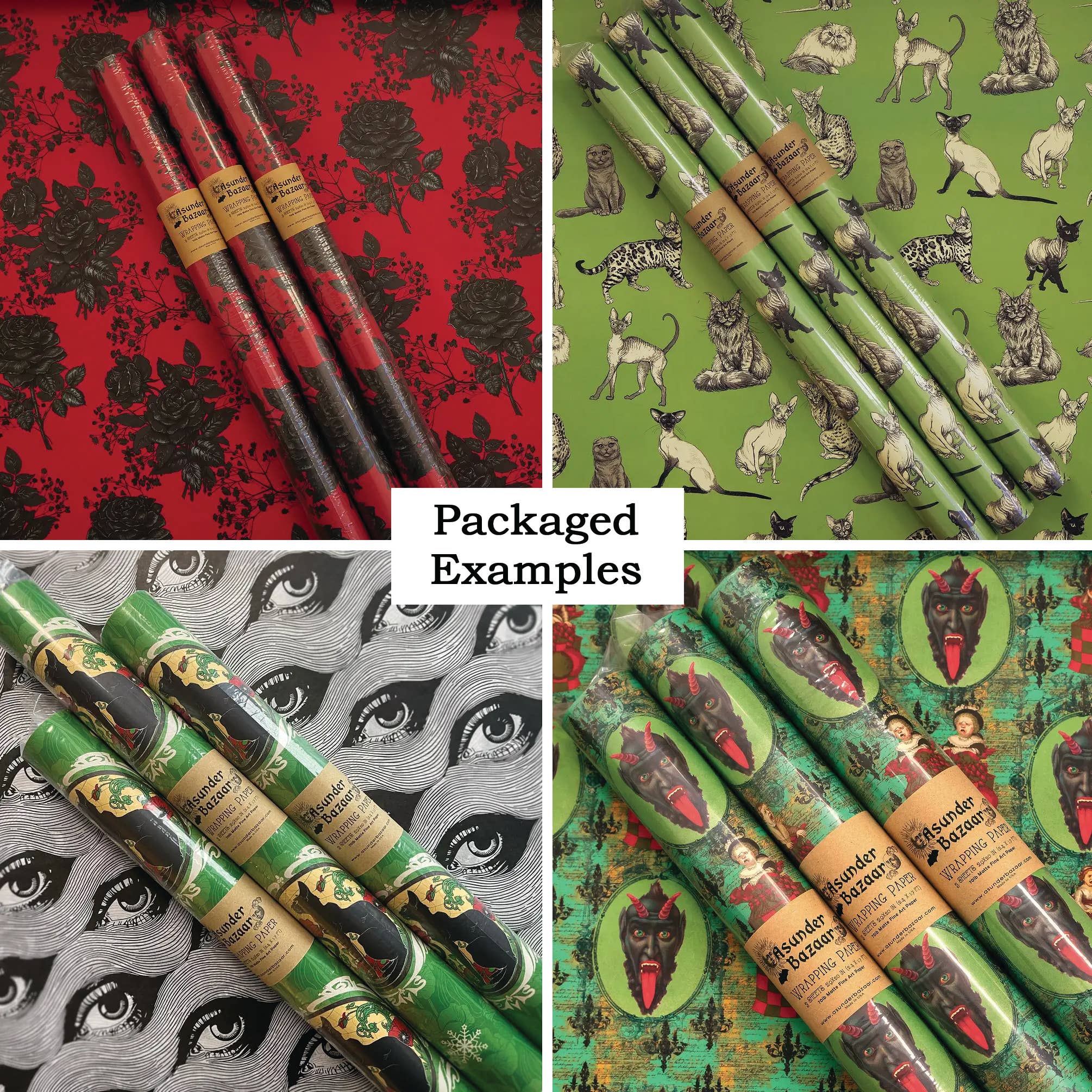 Asunder Bazaar - Wholesale Wrapping Paper Roll - Celestial Bees Wrapping Paper Set 3 Sheet Roll 3