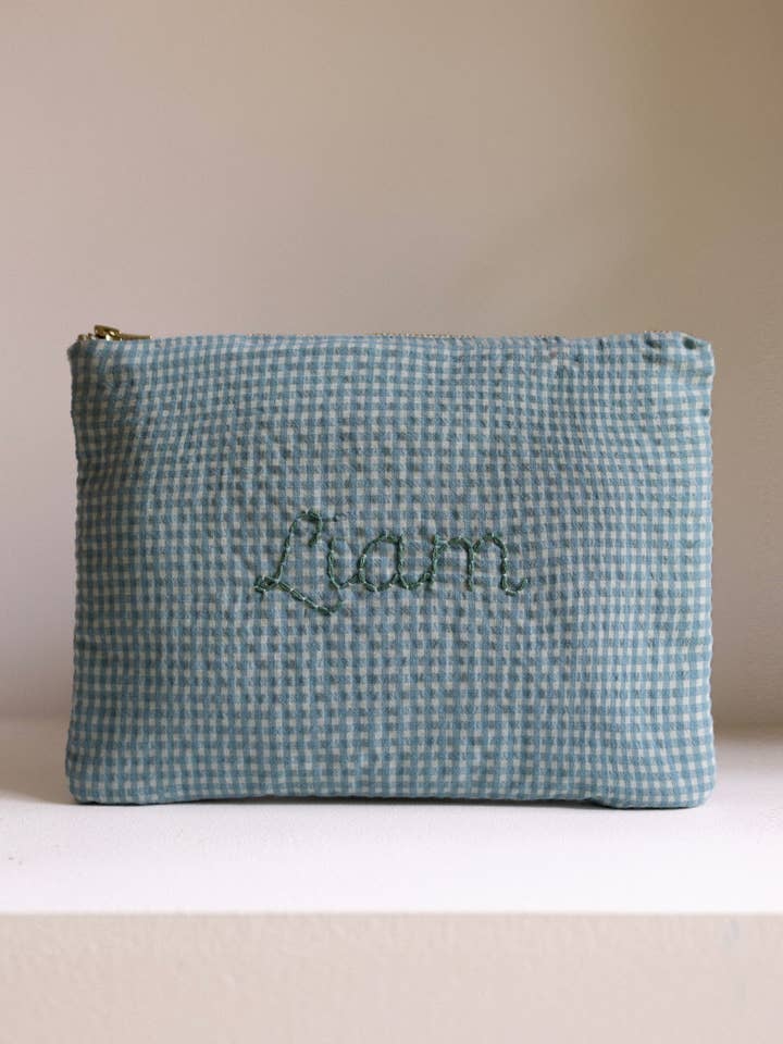 Dragkedjeförsedd påse - Vichyblå för wholesale av Noa de Cajou