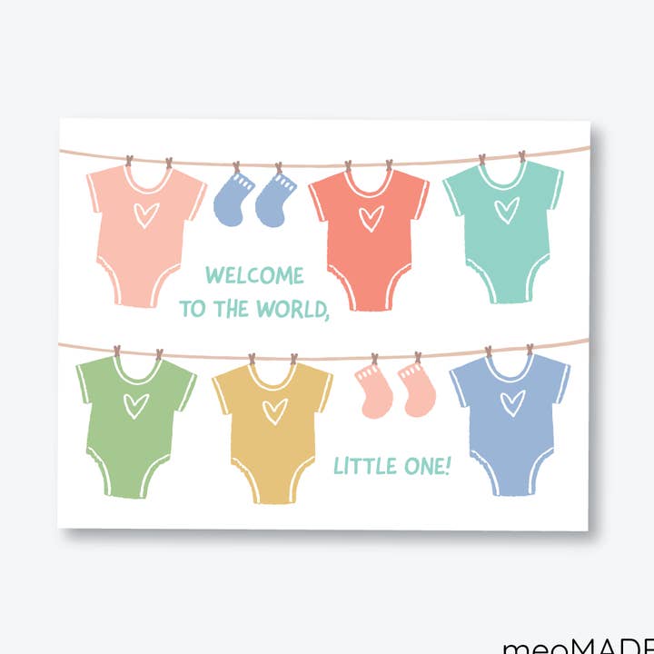 Baby Clothesline Greeting Card for wholesale by meoMADE