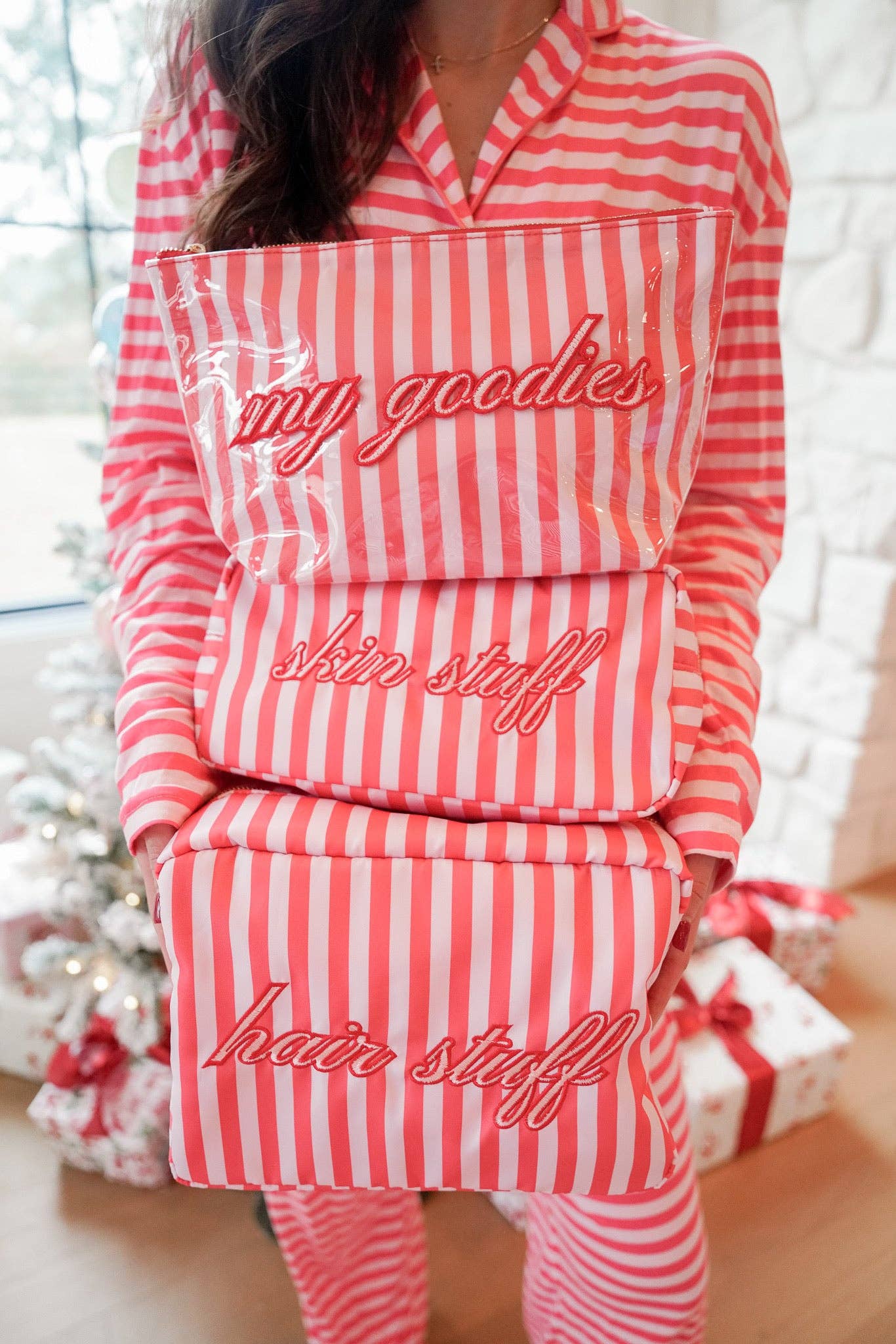 KENZKUSTOMZ - Wholesale Sleepwear Set - Women's - Pink & Red Stripes - Long Pajama Set14