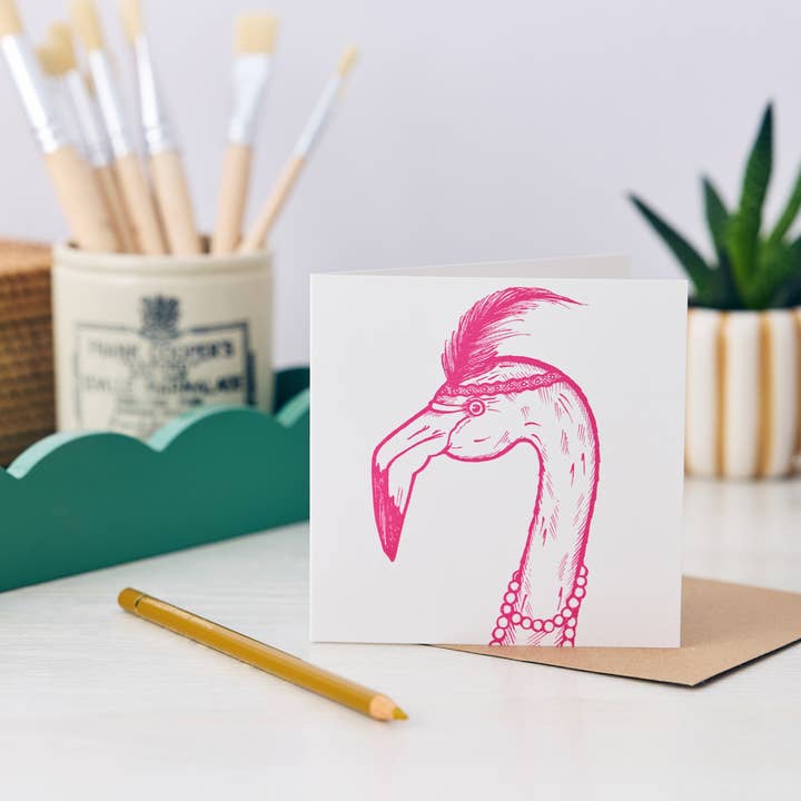 Carte de vœux Margot Flamingo pour la vente par Wild Things