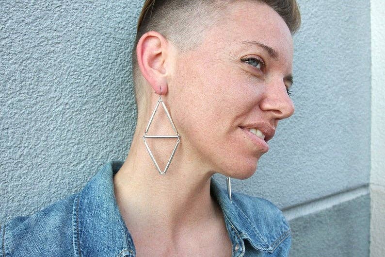 daniAWESOME - Wholesale Dangle Earrings - Geometric Silver Drop Earrings 2