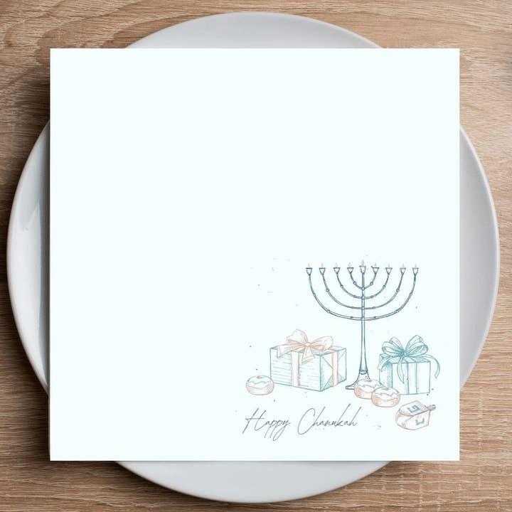 Serviette à cocktail avec menorah dessinée au pastel – Hanoucca pour la vente par Altoonastore