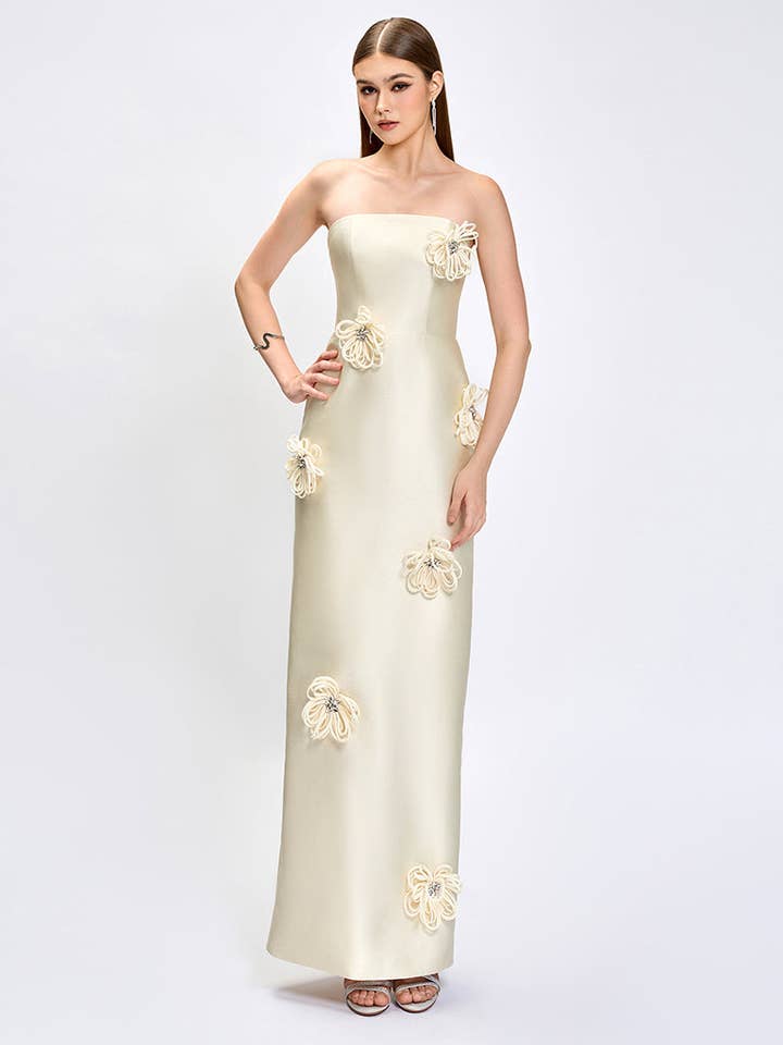 CREAM KEZIA 3D FLORAL MAXI BL80D21L for wholesale on Faire1