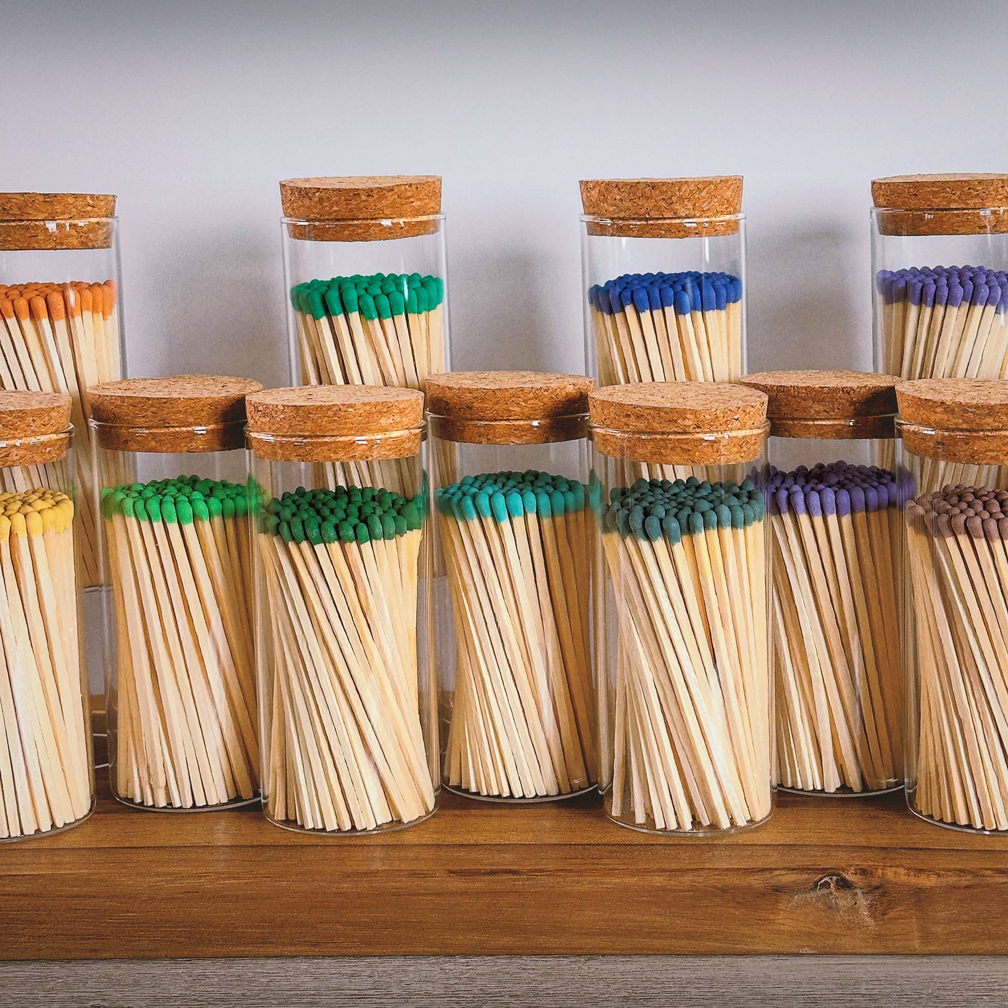 Thankful Greetings - Vendita all'ingrosso Fiammifero - Fiammiferi di sicurezza da 10 cm in barattolo con tappo in sughero grande - colori a scelta24