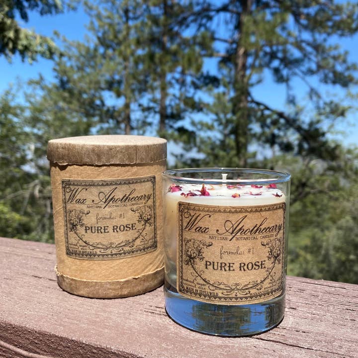Wax Apothecary - Wholesale Jar/Filled Candle - Rose Botanical Candle in 7oz Scotch Glass4