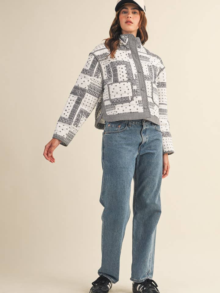 &MERCI - Wholesale Jacket - Women's - BANDANA PATCHWORK QUILTED JACKET MJK417510