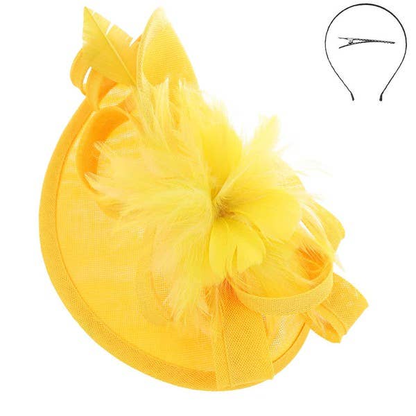 anbfashion - Vendita all'ingrosso Fascinator - Donna - Fascinator in piume e nastro di sinamay con fascia e clip5