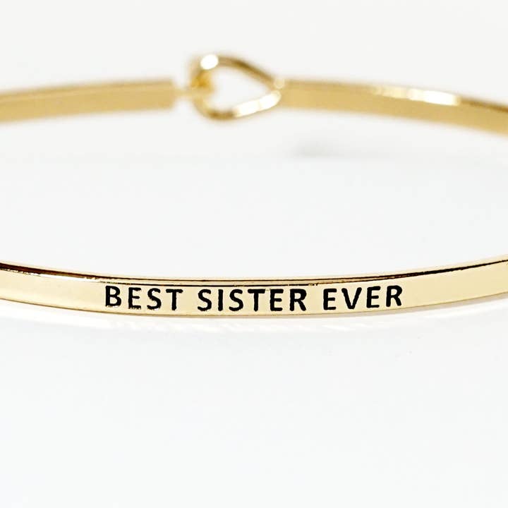 Wild Honey - Wholesale Bangle Bracelet - Best Sister Ever Engraved Inspirational Bangle Bracelet