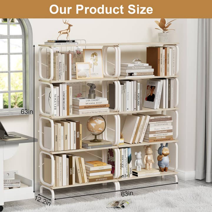 39F Inc. - Wholesale Bookcase - 5-Tier Industrial Bookshelf with Metal Frame, White/Black8
