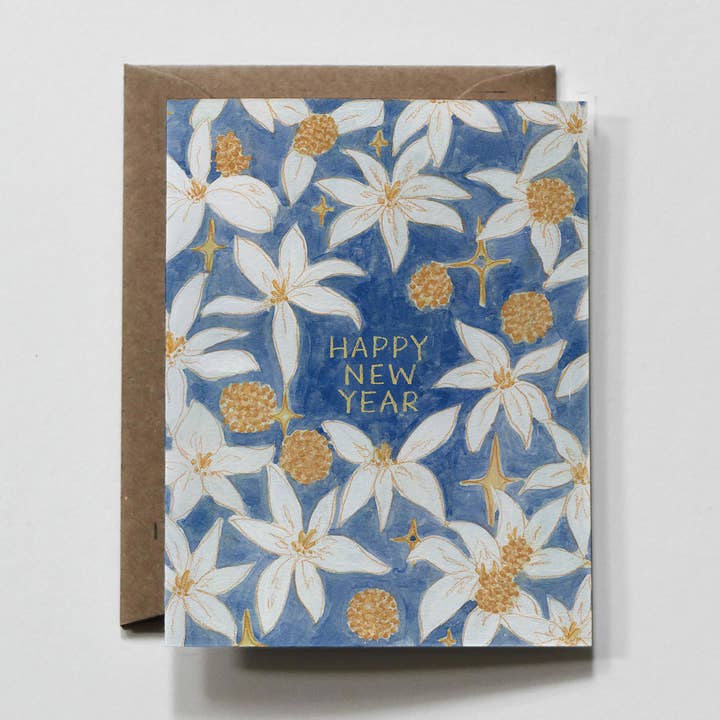 everglow handmade - Wholesale New Year's Card - Bright New Year | Blue Yellow Happy New Year Greeting Card0