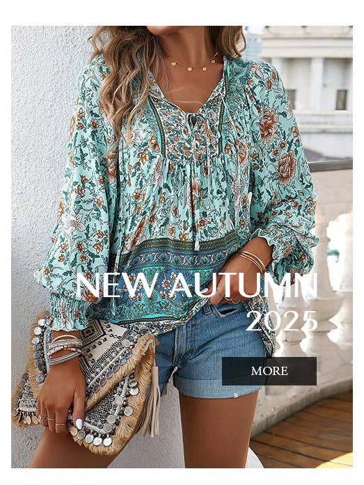 world apparel - Wholesale Blouse - Women's - 2025 NEW Bohemian Rhapsody Resort Chic Print Top10