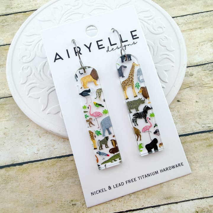 Zoo Trip Arch Bar Acrylic Earrings - Titanium for Sensitive Ears for wholesale by Airyelle Designs